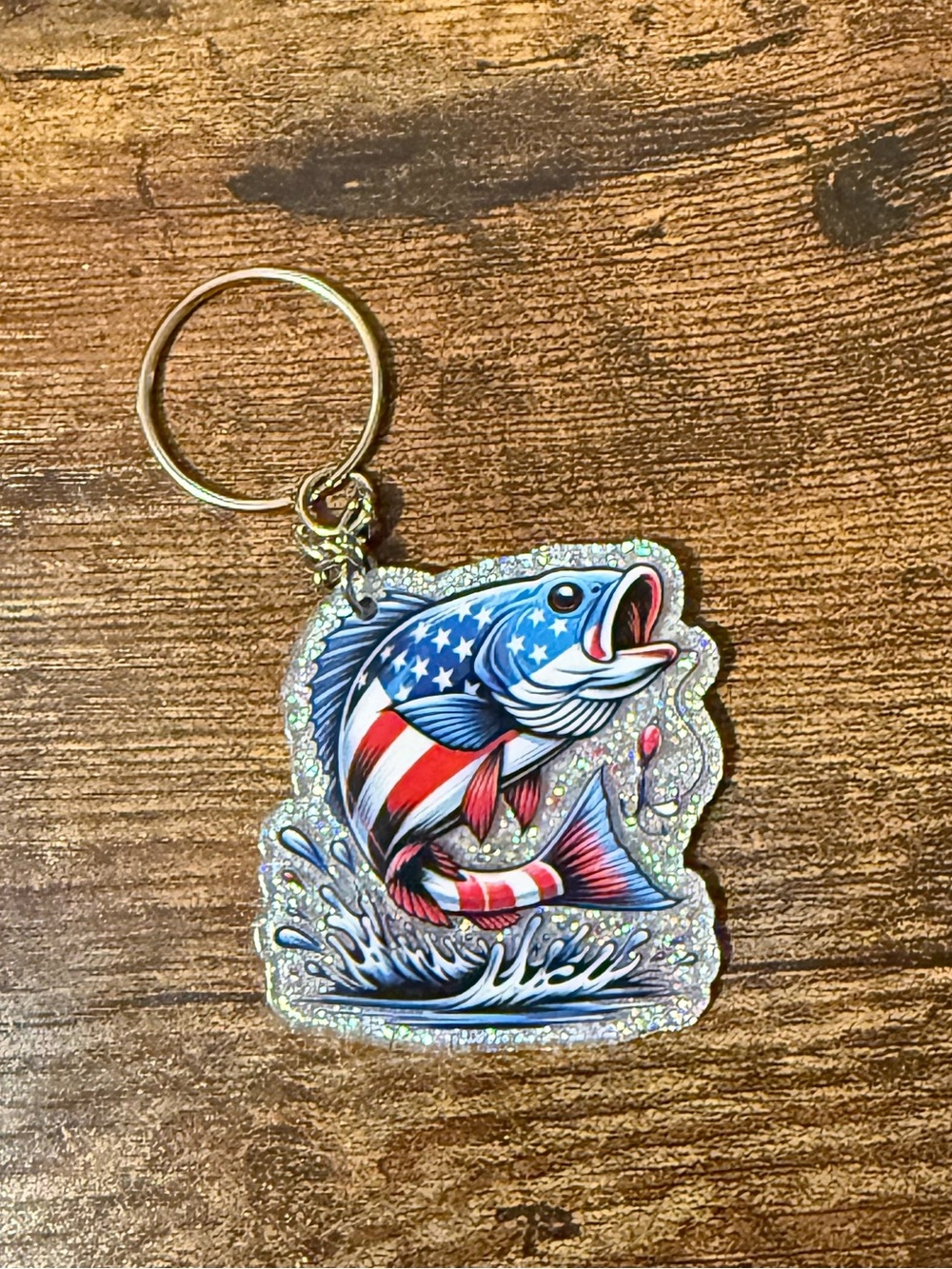 American Flag Bass Keychain
